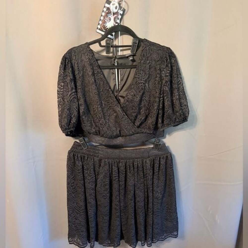 Torrid Women's Black Lace Crop Top and Skirt Set